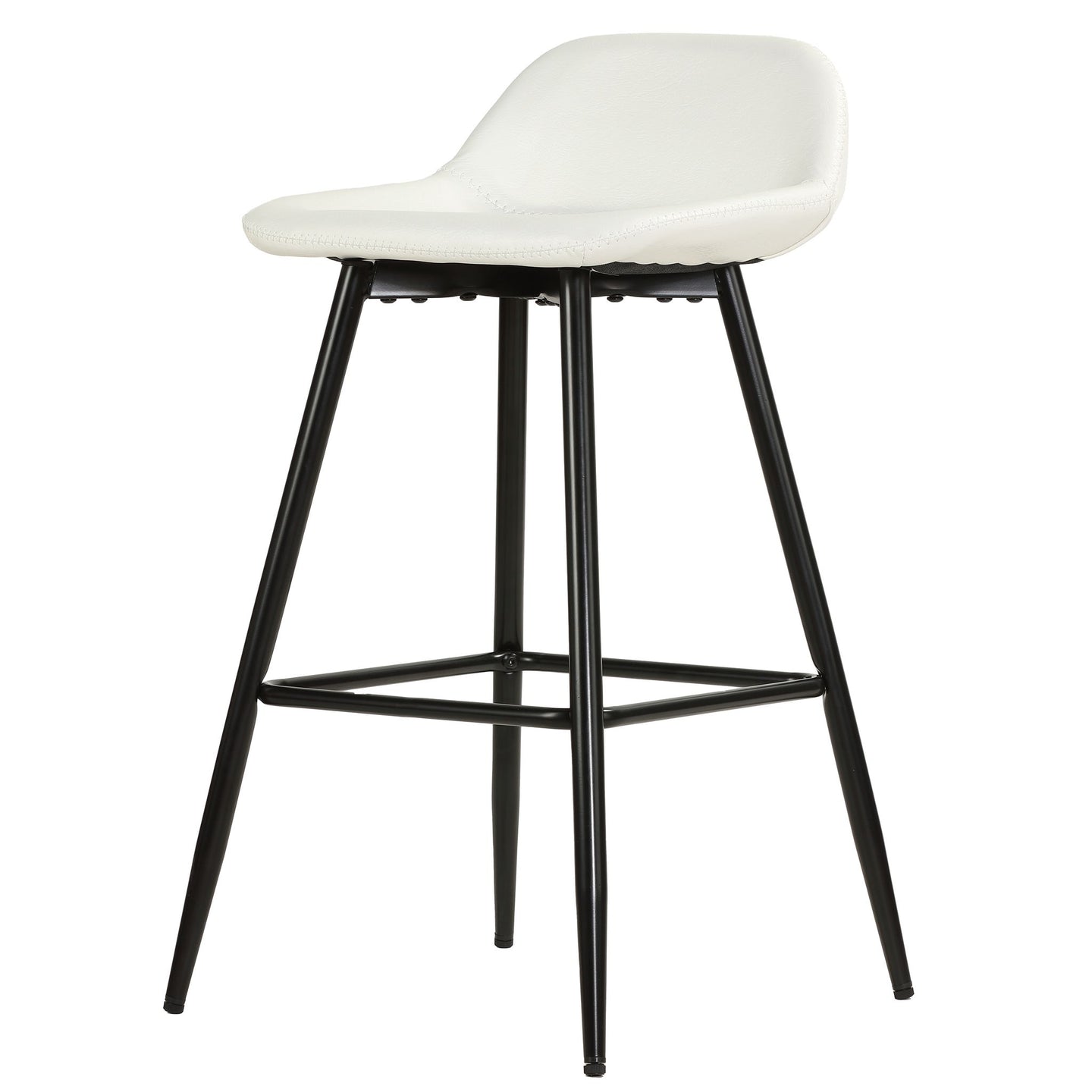 Cortesi Home Rain Counterstools in White Faux Leather, Black Base (Set of 2)