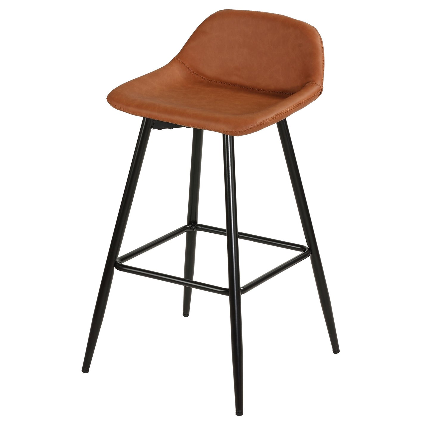Cortesi Home Rain Counterstools in Brown Faux Leather, Black Base (Set of 2)