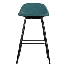 Cortesi Home Rain Counterstools in Teal Faux Leather, Black Base (Set of 2)