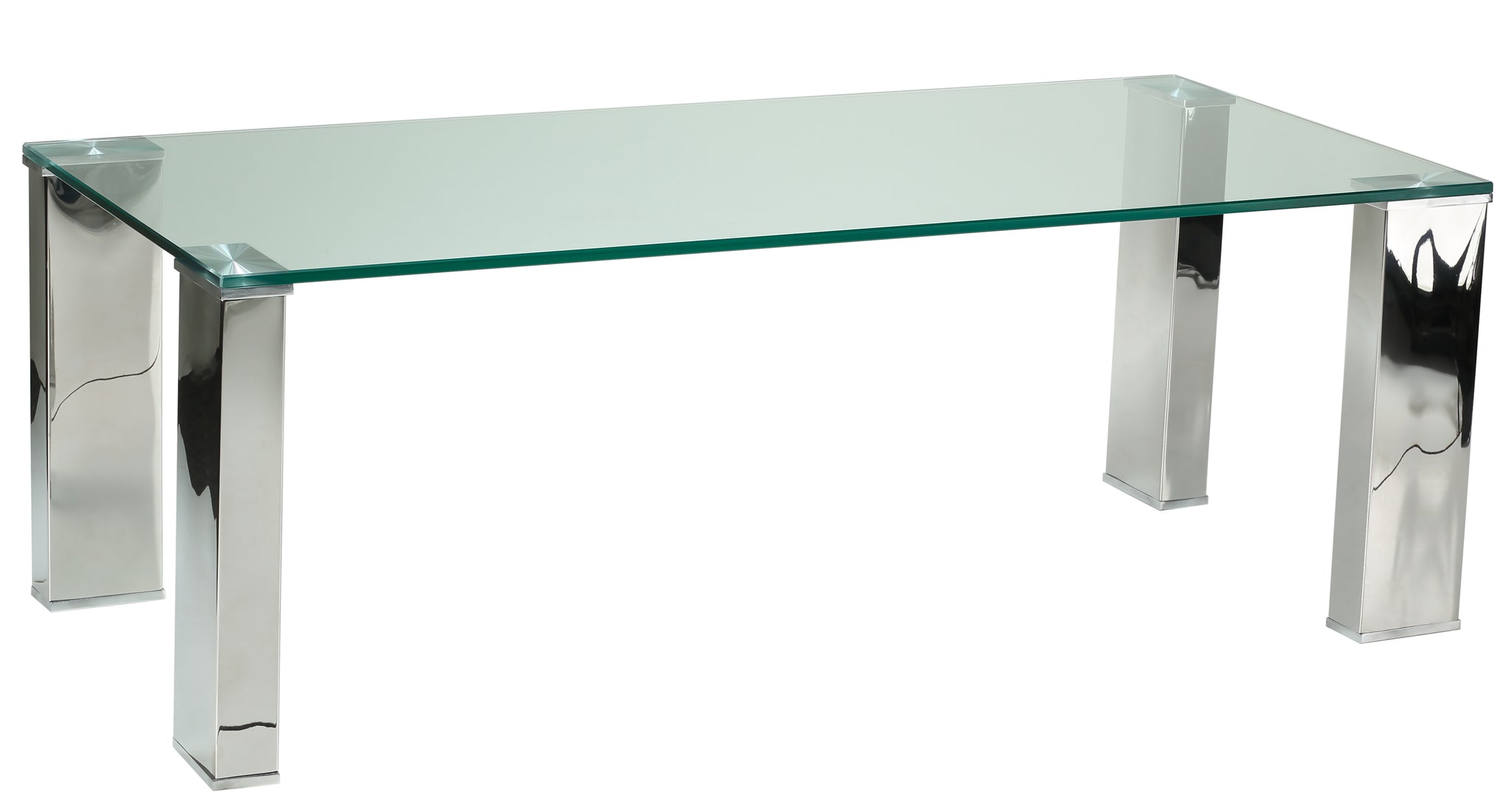 Cortesi Home Isaak Contemporary Glass Coffee Table with Chrome Finish ...