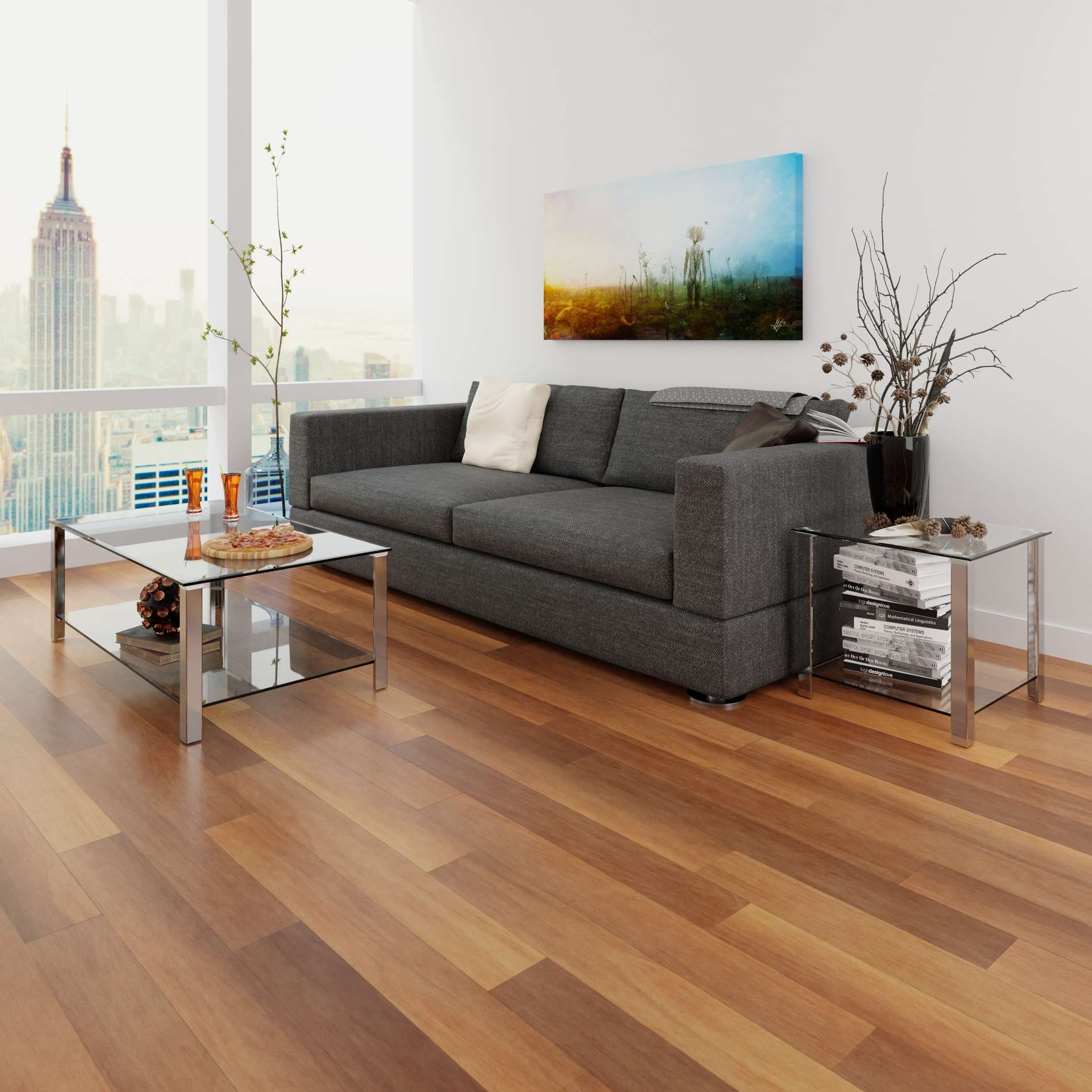 Cortesi Home Melissa Double Shelf Glass Coffee Table, 47"