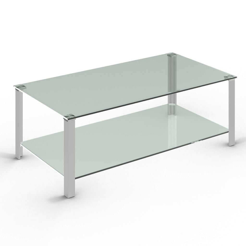 Cortesi Home Melissa Double Shelf Glass Coffee Table, 47"