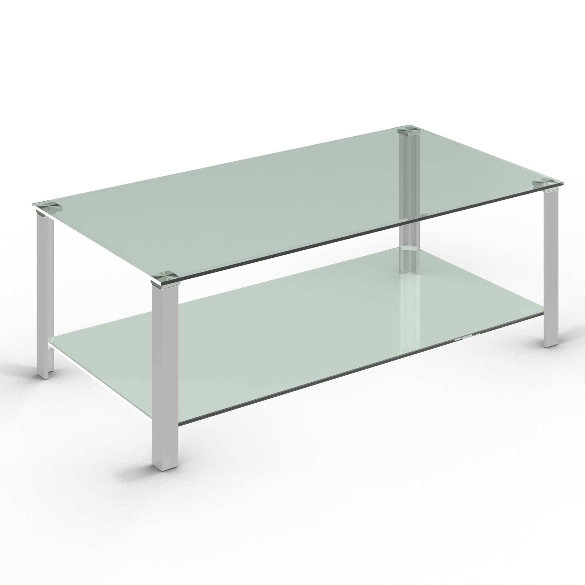 Cortesi Home Melissa Double Shelf Glass Coffee Table, 47"