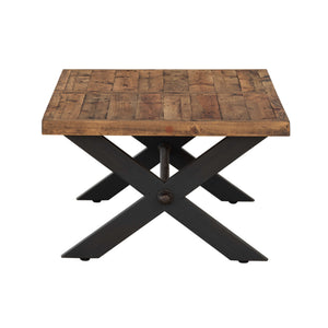 Cortesi Home Austin Farmhouse Coffee Table, Solid Reclaimed Wood with Black Wood Legs, Honey Pine