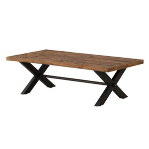 Cortesi Home Austin Farmhouse Coffee Table, Solid Reclaimed Wood with Black Wood Legs, Honey Pine