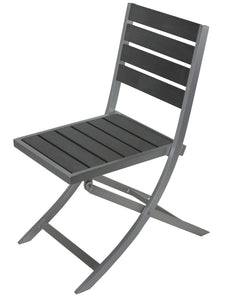 Maxwell Aluminum Outdoor Folding Chair in Slate Grey Poly Resin, Brushed Nickel 1 chair