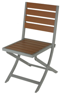 Avery Aluminum Outdoor Folding Chair in Teak Color Poly Resin, 1 chair