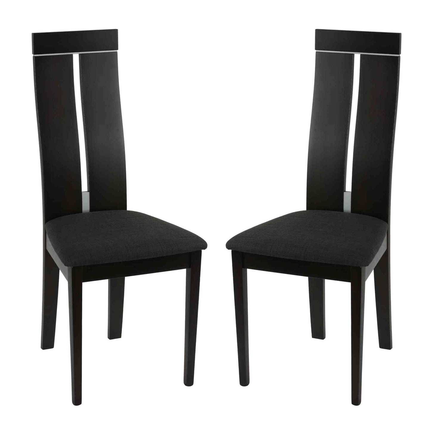 Cortesi Home Inca Dining Chair in Charcoal Fabric, Cappuccino Finish (Set of 2)