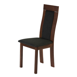 Cortesi Home Tia Dining Chair in Charcoal Fabric, Walnut Finish (Set of 2)