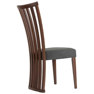 Cortesi Home Ingrid Dining Chair in Charcoal Fabric, Walnut Finish (Set of 2)