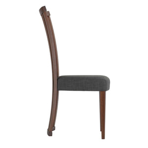 Cortesi Home Ingrid Dining Chair in Charcoal Fabric, Walnut Finish (Set of 2)