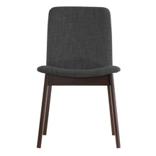Cortesi Home Bjorn Dining Chair in Charcoal Fabric, Walnut Finish (Set of 2)
