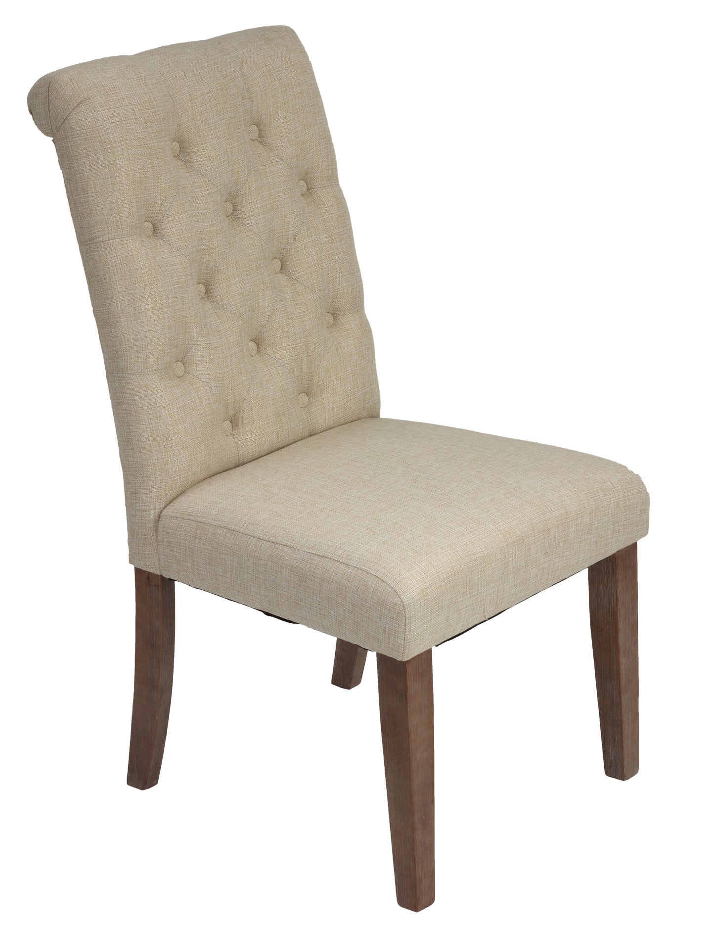 Cortesi Home Bradford Dining Chairs in a Soft Beige Linen with Tufted Back and , Set of 2