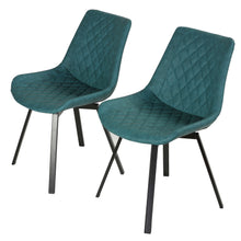 Cortesi Home Azov Swivel Dining Chairs in Deep Aqua Faux Leather, Set of 2