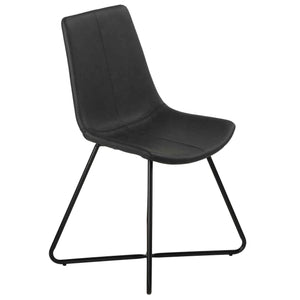 Cortesi Home Tangier Dining Chair in Charcoal Black Faux Leather (Set of 2)