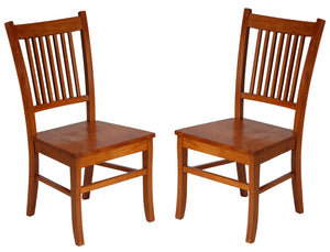 Cortesi Home "America" Mission Style Wooden Dining Chairs, Set of 2,Honey Oak