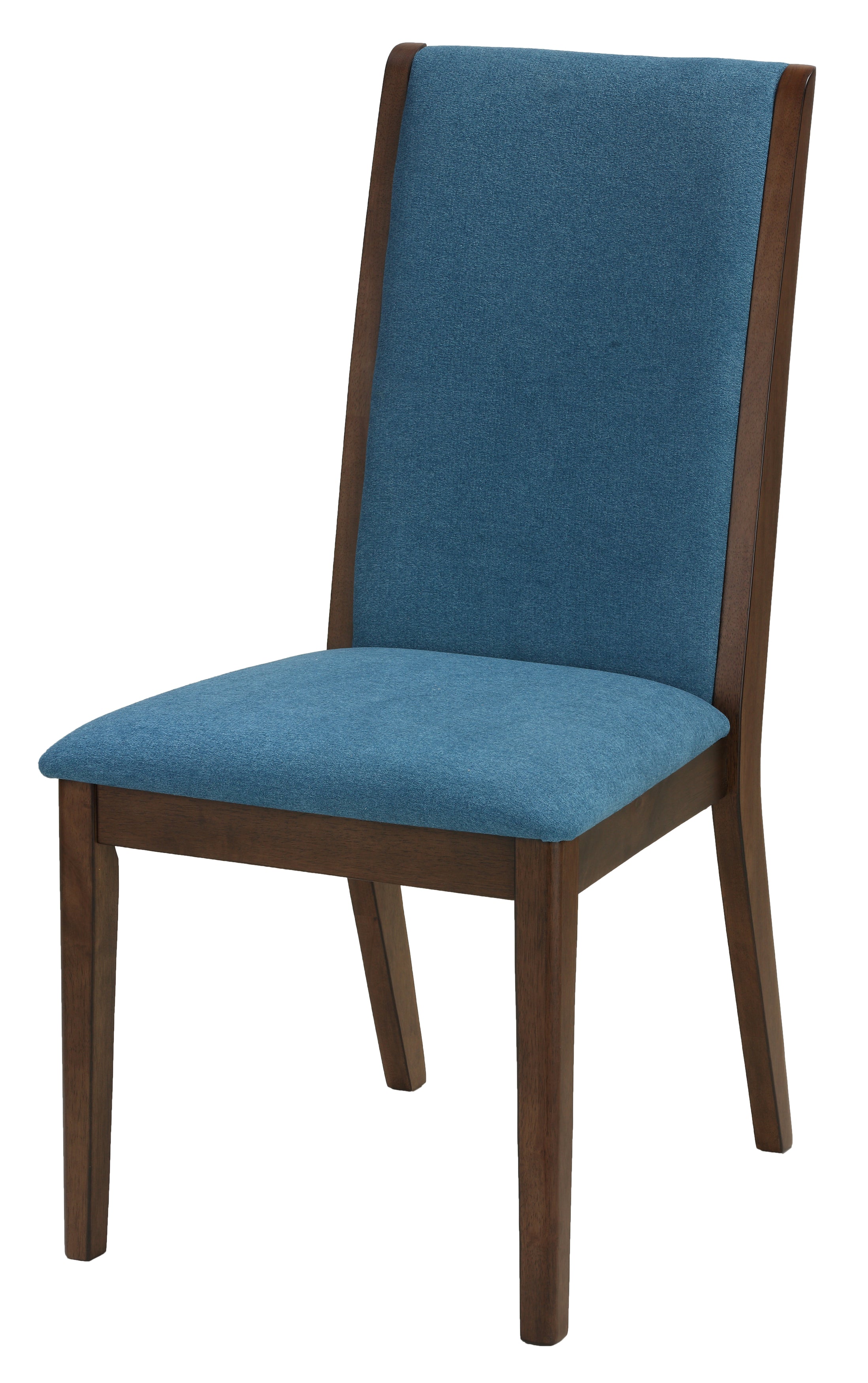 Cortesi Home Kendall Dining Chairs Walnut Color with Fabric, Teal Blue (Set of 2)