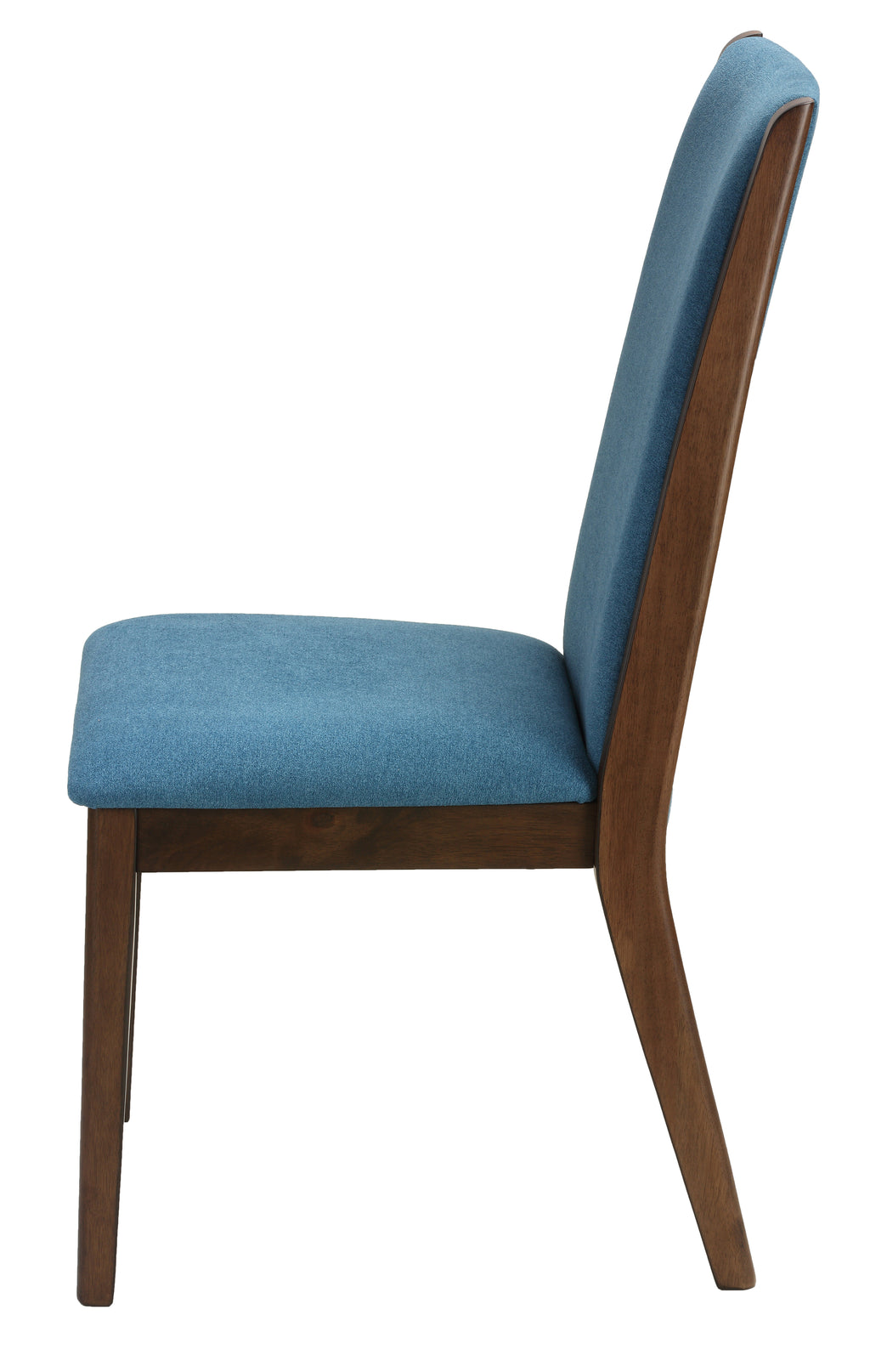 Cortesi Home Kendall Dining Chairs Walnut Color with Fabric, Teal Blue (Set of 2)