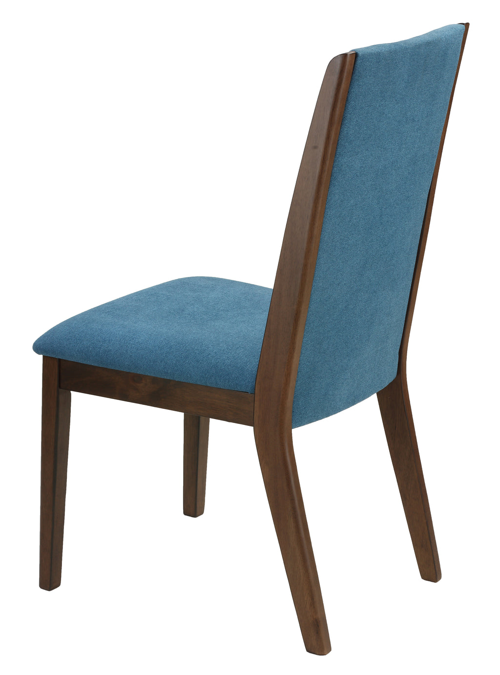 Cortesi Home Kendall Dining Chairs Walnut Color with Fabric, Teal Blue (Set of 2)