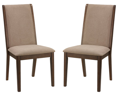 Cortesi Home Kendall Dining Chairs Walnut Color with Fabric, Truffle Taupe (Set of 2)