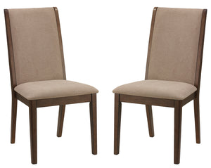 Cortesi Home Kendall Dining Chairs Walnut Color with Fabric, Truffle Taupe (Set of 2)