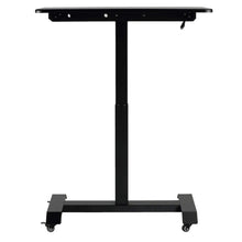 Cortesi Home Luna Electric Sit to Stand Height Adjustable Mobile Desk with Wheels, Black Top