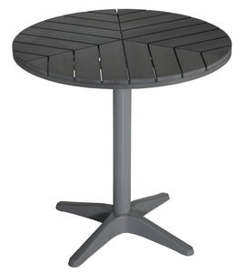 Jaxon Round Aluminum Outdoor Bistro Table in Poly Resin, Silver / Slate Grey 28" Round