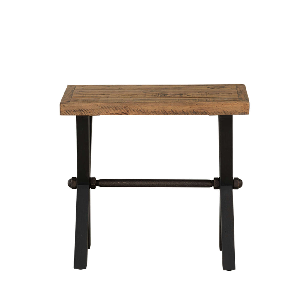 Cortesi Home Austin Farmhouse End Table, Solid Reclaimed Wood with Black Wood Legs, Honey Pine