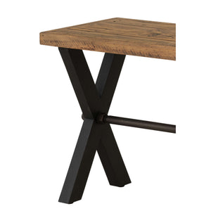 Cortesi Home Austin Farmhouse End Table, Solid Reclaimed Wood with Black Wood Legs, Honey Pine