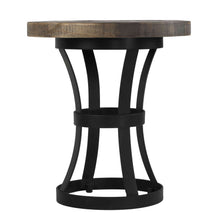 Cortesi Home Newcastle Round End Table, Solid Reclaimed Wood and Black Metal, 18"
