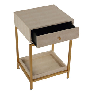 Cortesi Home Everett Nightstand End Table with Gold Metal Frame