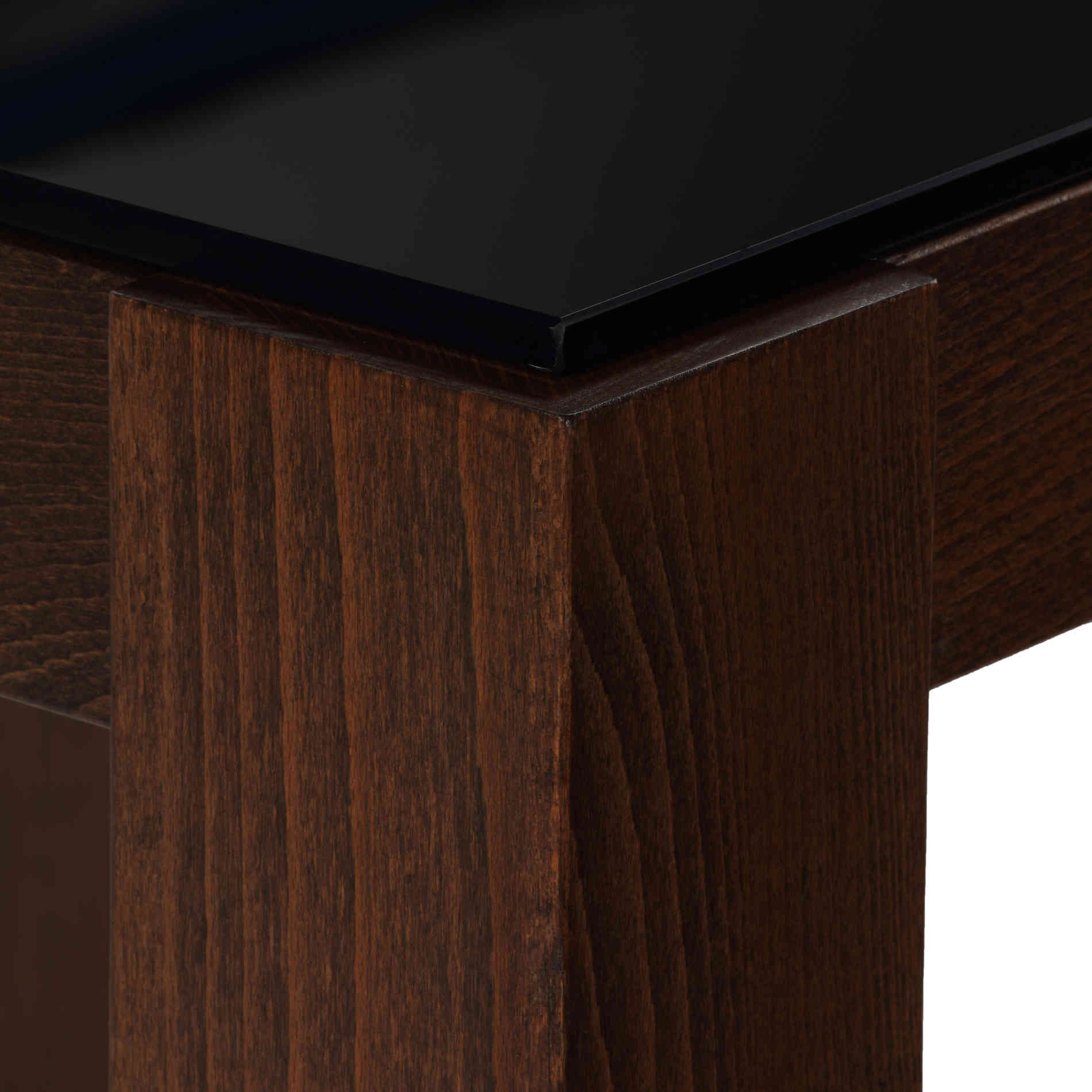 Cortesi Home Rolf Glass Top End Table, Walnut Finish