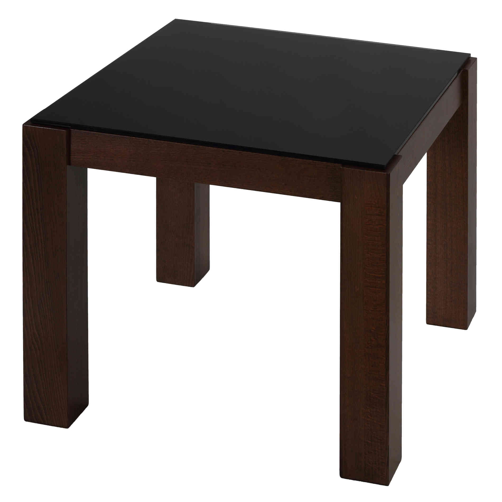 Cortesi Home Rolf Glass Top End Table, Walnut Finish