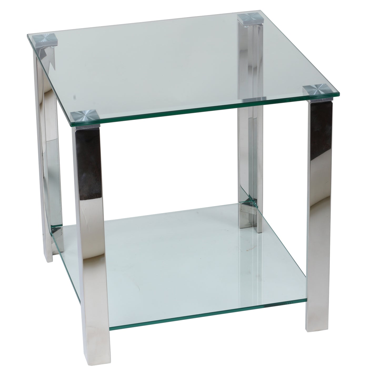 Cortesi Home Melissa Double Shelf Glass End Table, 20