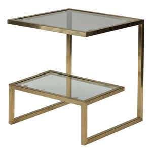 Cortesi Home Luician Contemporary End Table, Brushed Gold