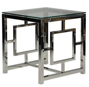 Cortesi Home Kamdyn Square Contemporary End Table, Metal & Glass