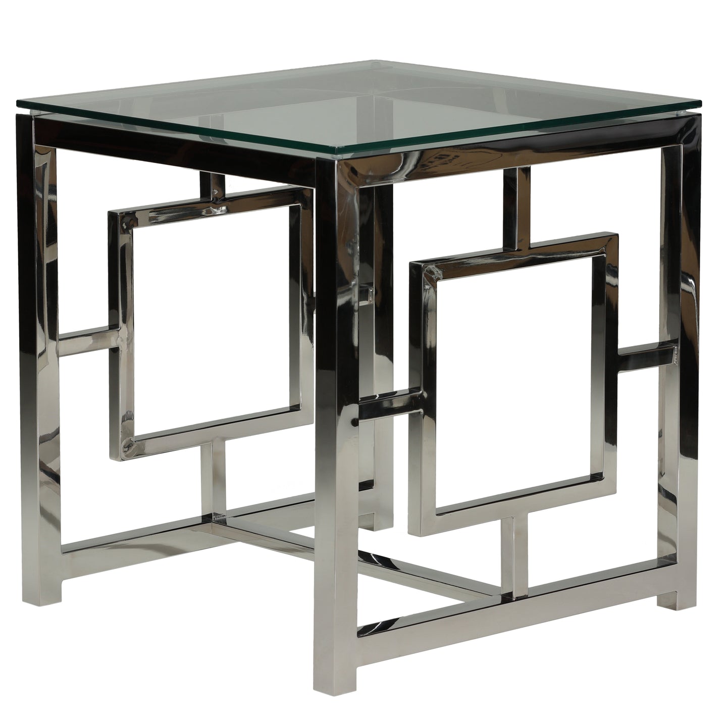 Cortesi Home Kamdyn Square Contemporary End Table, Metal & Glass
