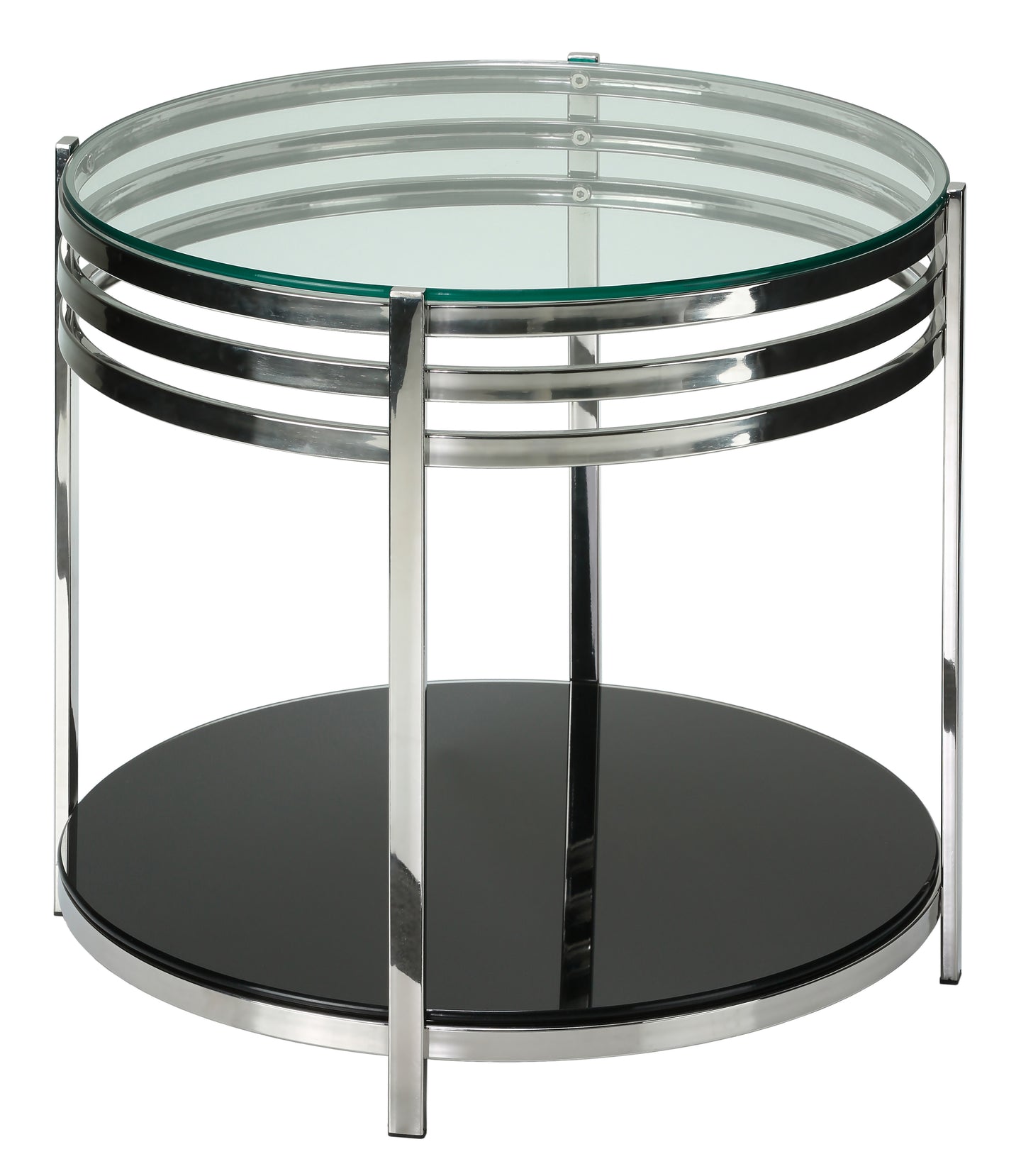 Cortesi Home Lavia Contemporary Two Tier Round Glass End Table