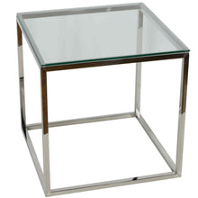 Cortesi Home Kent End Table, Stainless Steel with Glass Top, Square 22"