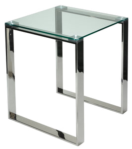 Cortesi Home Remi Contemporary Square Glass End Table with Chrome Finish