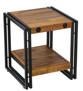 Cortesi Home Penni End Table, Solid Wood with Black Metal Frame