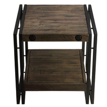 Cortesi Home Penni End Table, Solid Wood with Black Metal Frame, Dark Grey