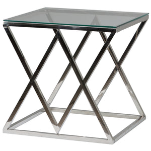 Cortesi Home Gwen Contemporary Glass End Table