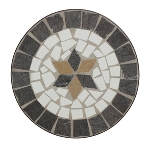 Cortesi Home Fudwick Mosaic Tile Top Indoor/Outdoor Side Table in Brown Metal 12" Round