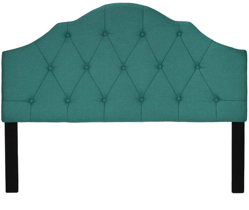 Cortesi Home Elsie Tufted Queen Size Headboard, Teal Linen Fabric