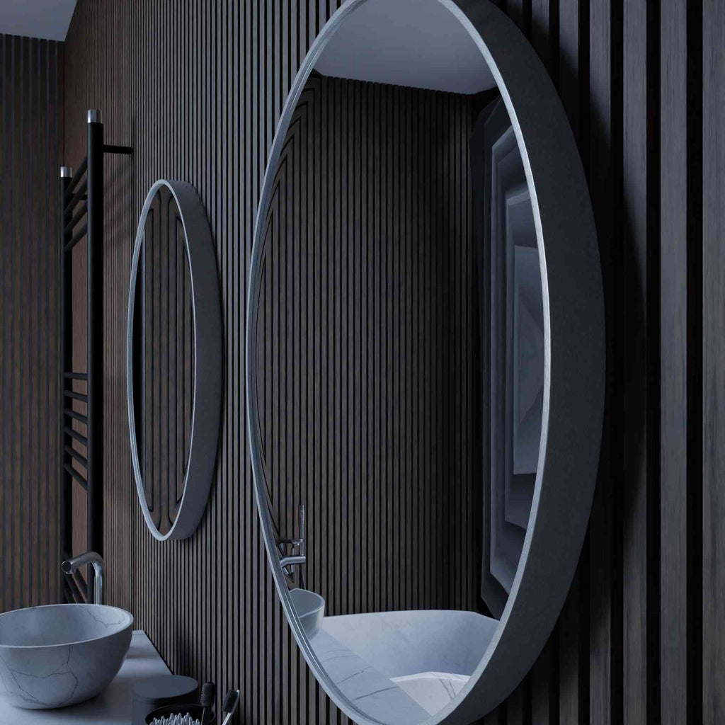 Cortesi Home Opra Mirror, Round 24" with Brushed Silver Metal Frame
