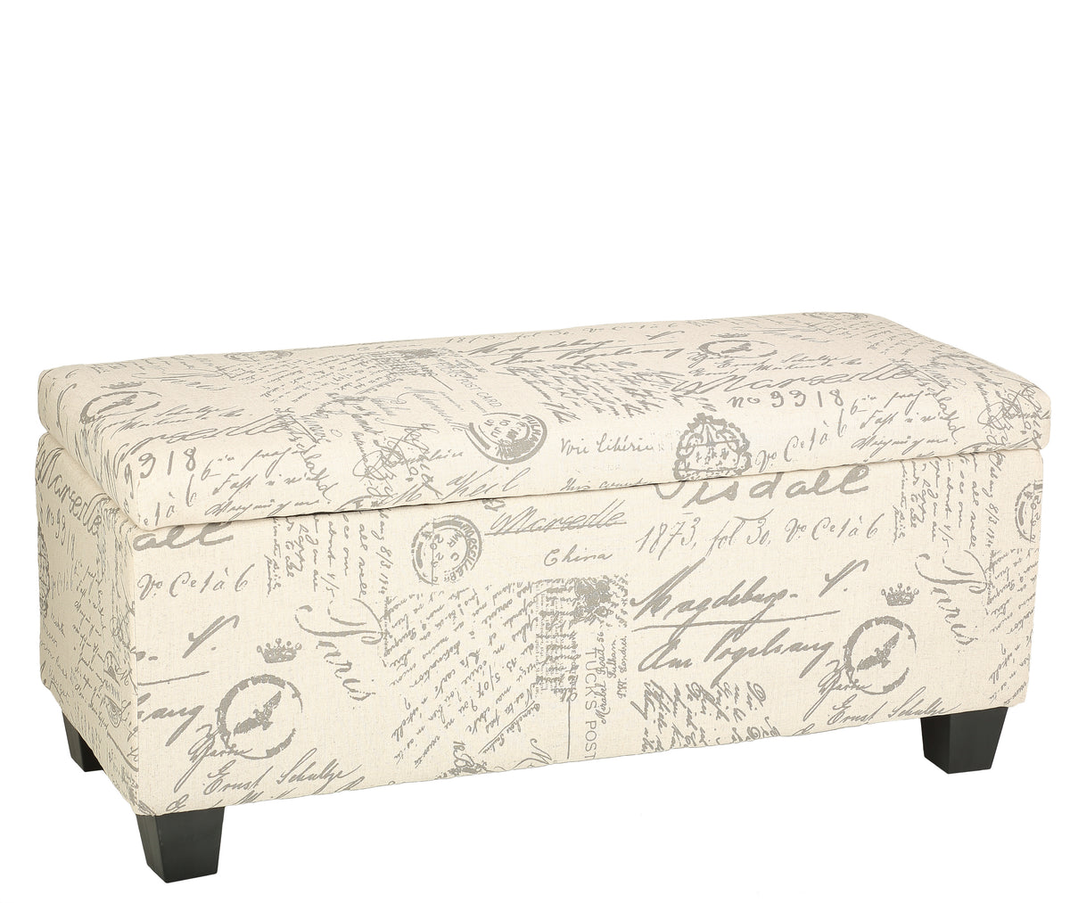 Cortesi Home Fitzgerald Script Fabric Storage Ottoman Long Bench ...