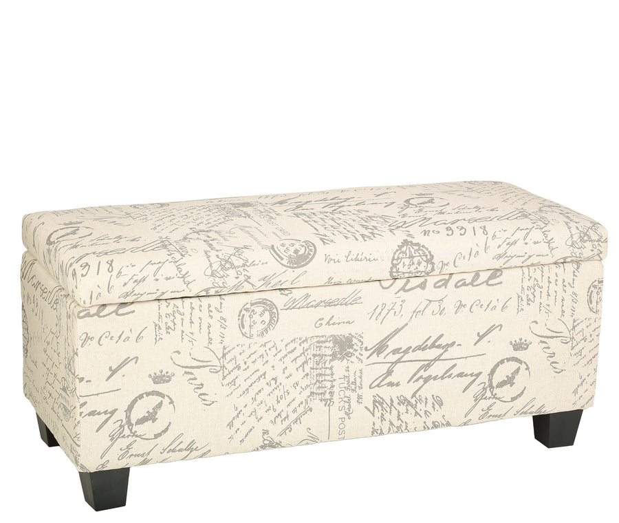 Cortesi Home Fitzgerald Script Fabric Storage Ottoman Long Bench ...
