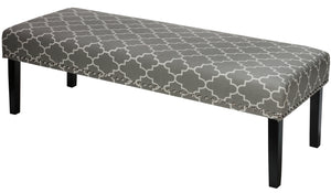 Cortesi Home Farrah Bed Bench, Grey Fabric with Nailhead Trim