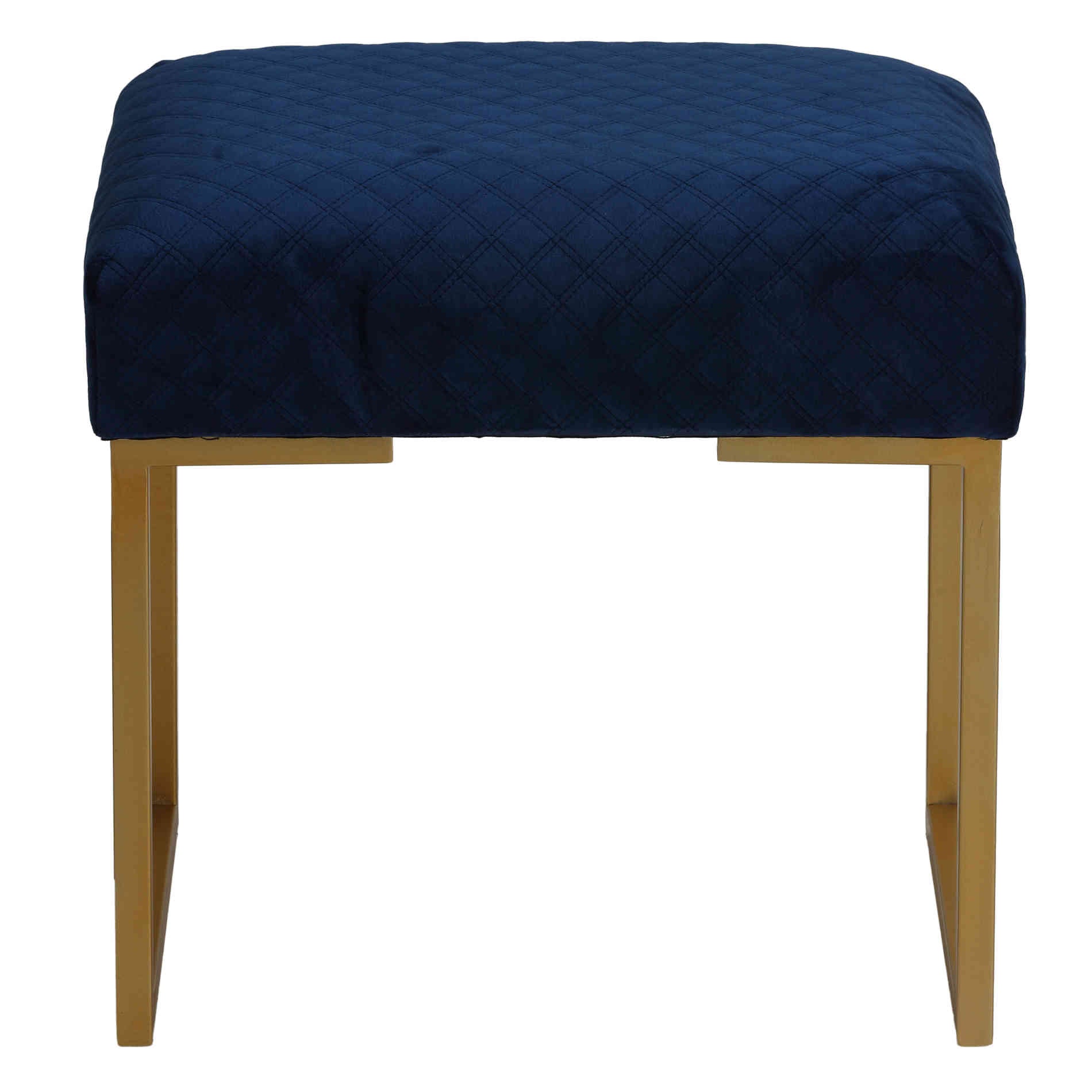 Cortesi Home Allium Ottoman with Painted Gold Legs, 19" Wide, Blue Velvet